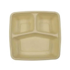 Bagasse Container 3 Compartment 1000ML Pet Lid 1X300 Pieces