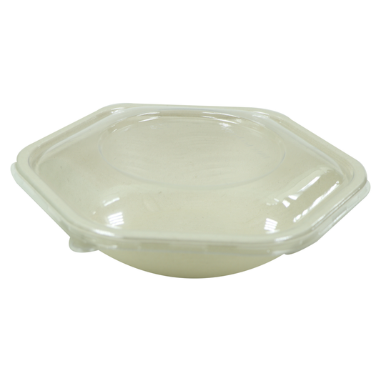 Bagasse Hexagon Shape Bowl 750ML With Pet Lid 300 Pieces - Your One Stop Solution UAE