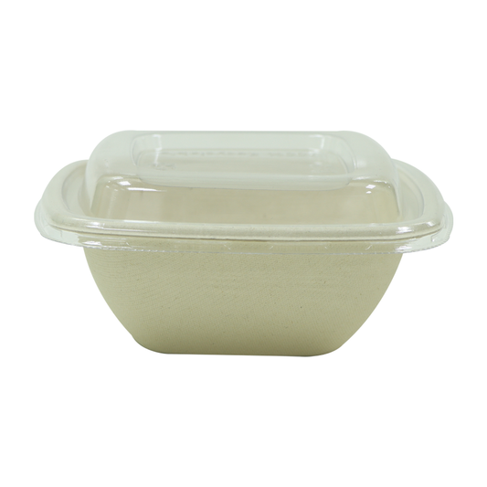 Bagasse Square Shape Bowl 350ML With Lid 600 Pieces - Your One Stop Solution UAE