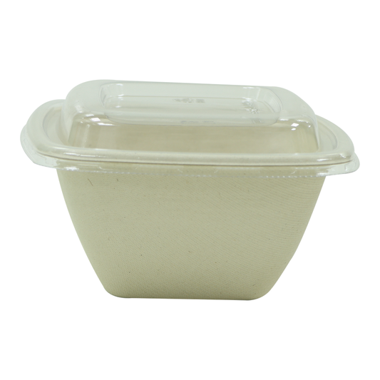 Bagasse Square Shape Bowl 500ML With Lid 600 Pieces - Your One Stop Solution UAE