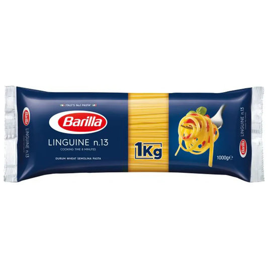 Barilla Linguine pasta package on a white background