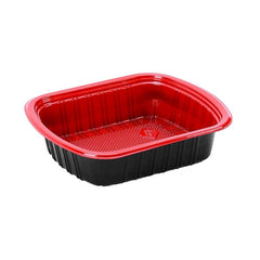 Red & Black Microwave Containers with Lids – 650ML & 1000ML | Food Storage Containers | 1x300 PCS