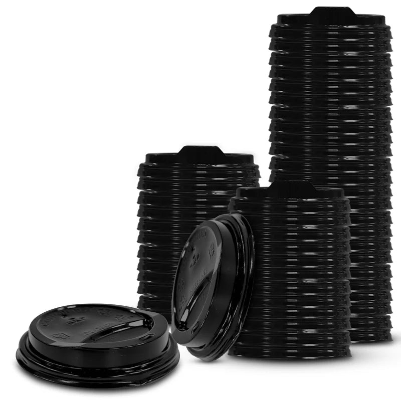 Black Paper Cup Lids – 4oz (62Dia) & 8oz (80Dia) Cups – 1x1000 PCS Each