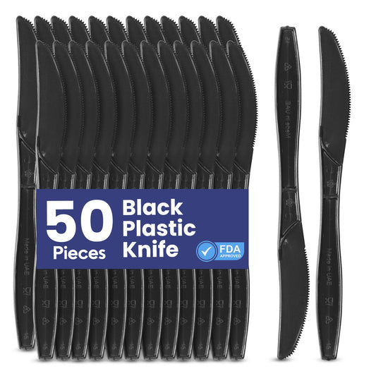 Black Plastic Knife Heavy Duty Cutlery