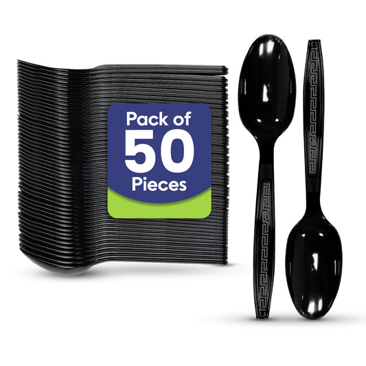 Black Plastic Spoon Heavy Duty Cutlery