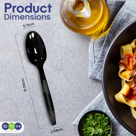 Black Plastic Spoon Heavy Duty Cutlery