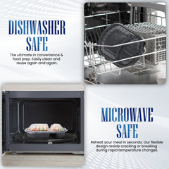 Oval Black Microwave Meal Prep Containers 3 Compartment With Lid