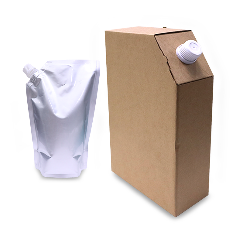 Brown Corrugated Flask with Silver Corner Spout Pouch – 500ML & 1000ML