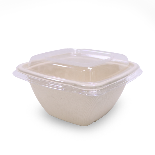Bagasse Square Containers with Lids | Multiple Sizes | Bulk Eco-Friendly Takeaway