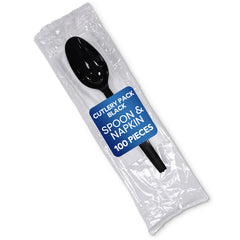 Cutlery Pack Black (Spoon & Napkin) – Disposable Tableware Set