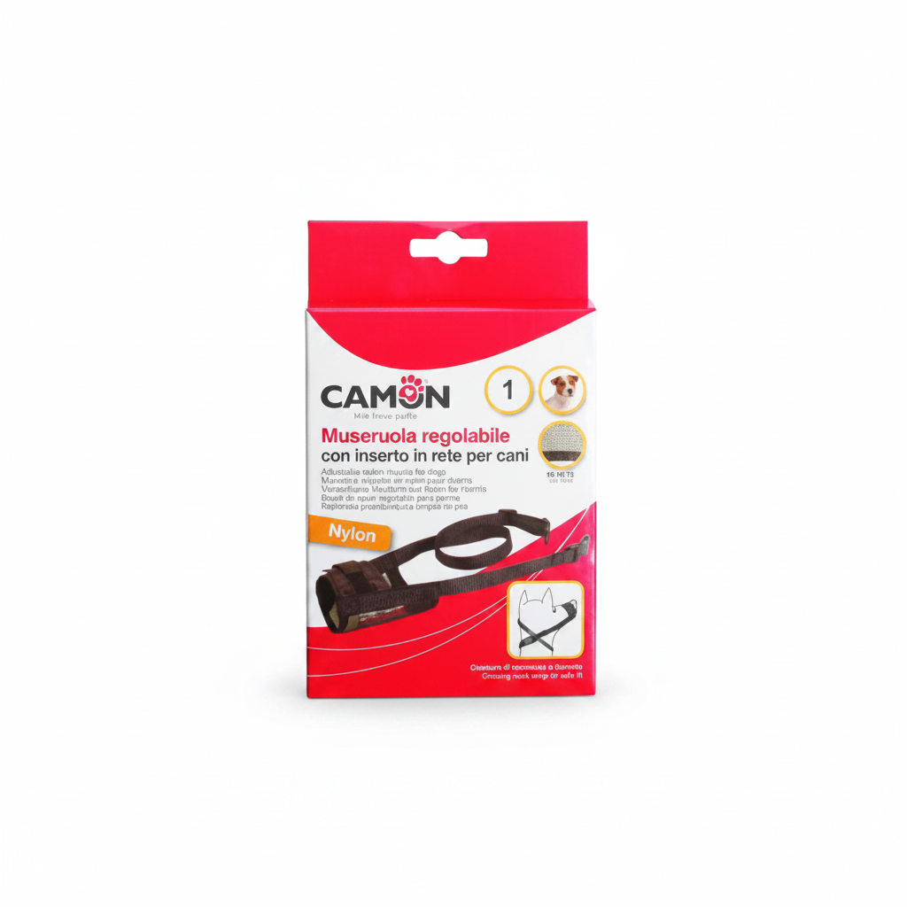 Camon Adjustable Nylon Dog Muzzle with Mesh - Small