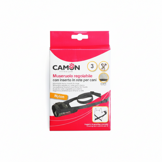 Camon Adjustable Nylon Dog Muzzle with Mesh -Large
