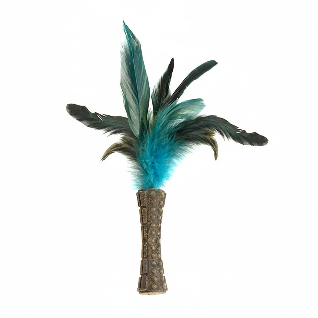 Catnip “Johnny Sticks” with Natural Feather (Green)