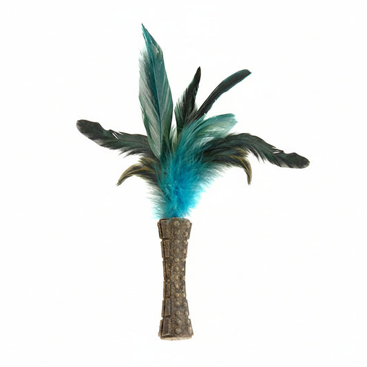 Catnip “Johnny Sticks” with Natural Feather (Green)