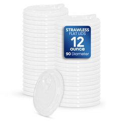 Strawless Flat Lid for PET Juice Cup 12oz – 90mm Diameter