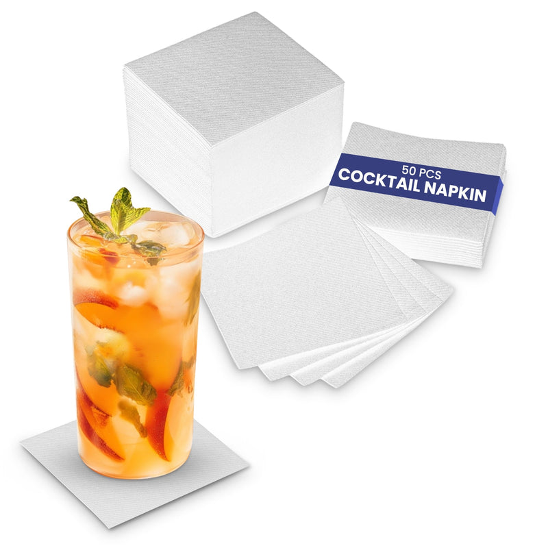 White Cocktail Paper Napkins  2Ply  50 & 70 PCS PKT