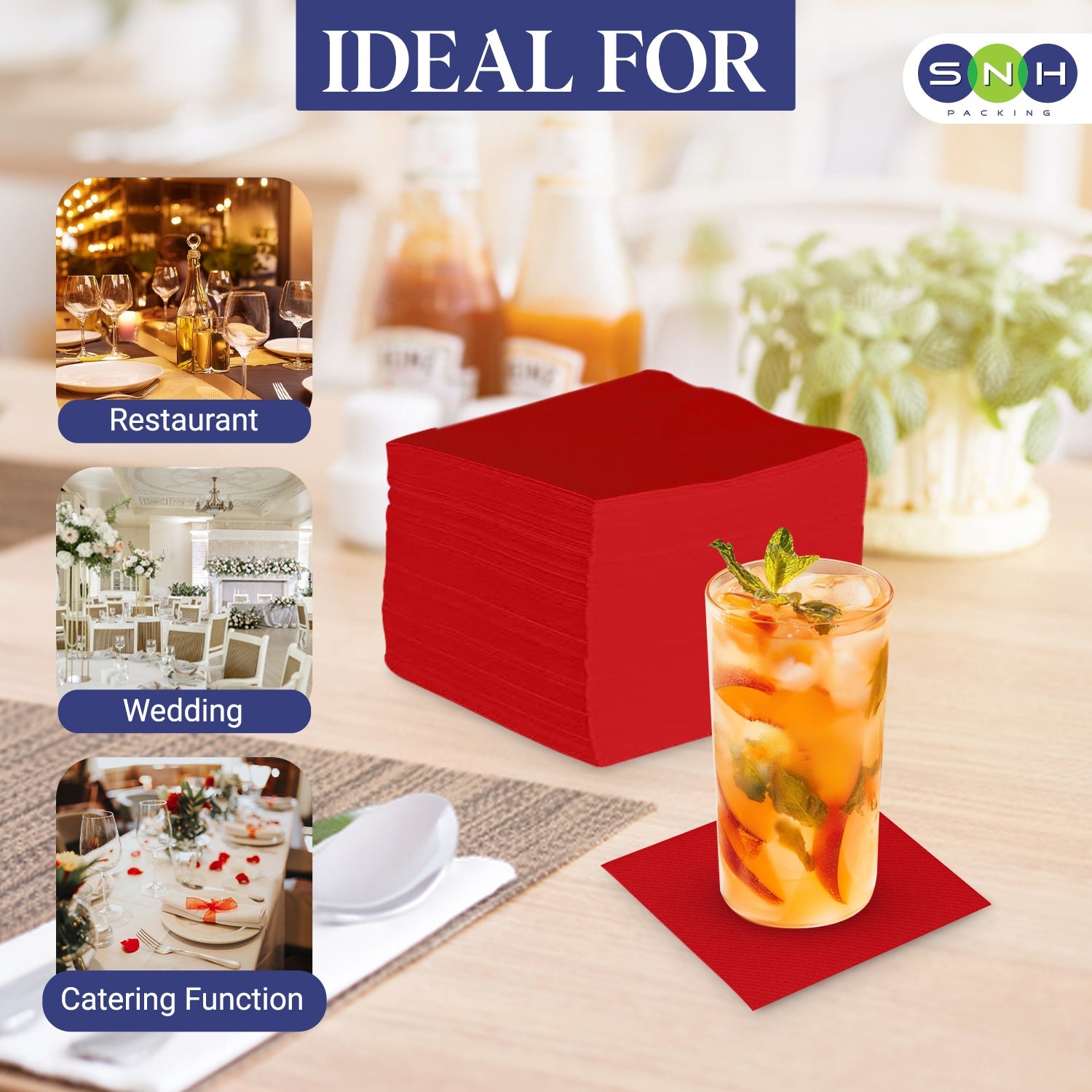 Cocktail Paper Napkin 2 Ply Pack of 50 Pieces