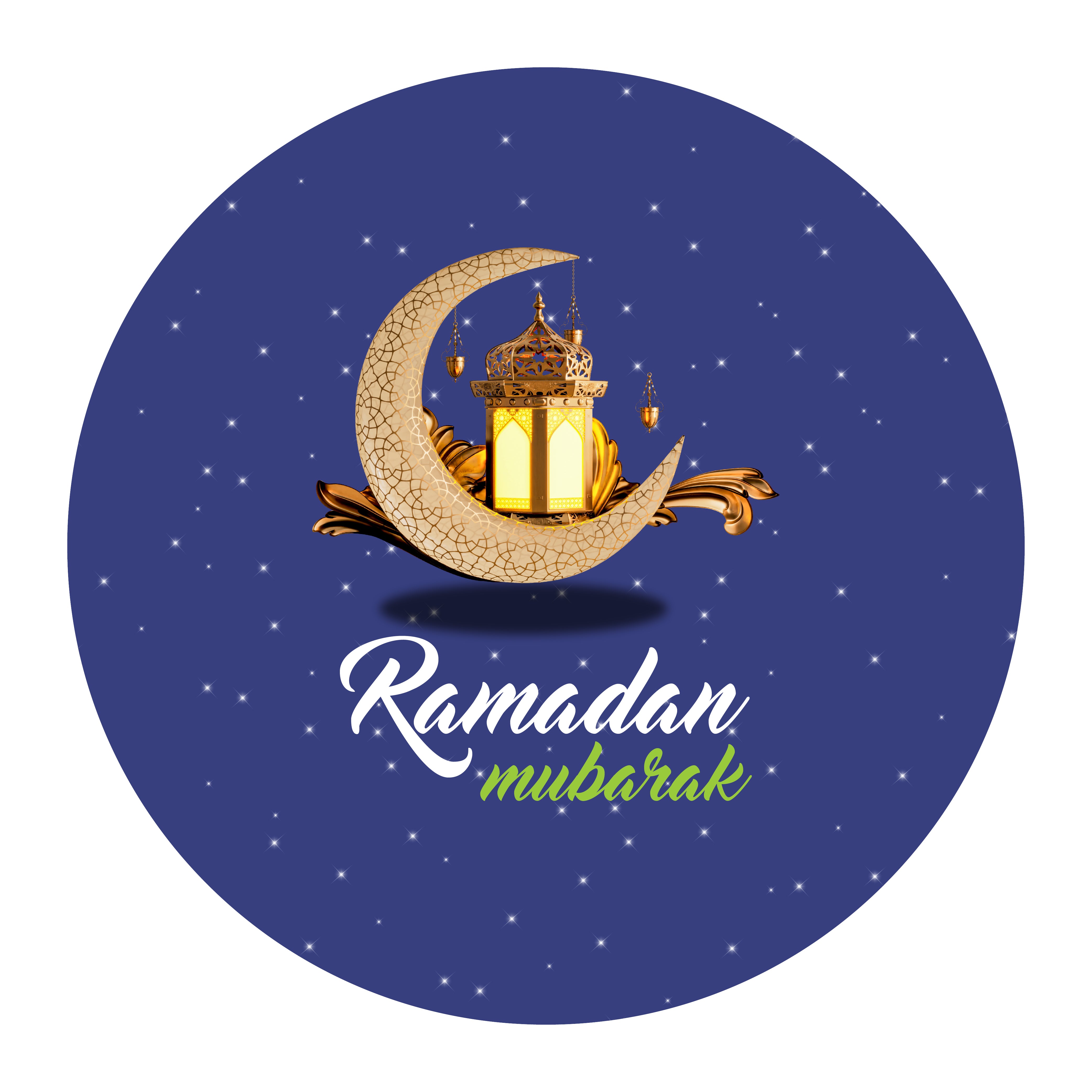 Ramadan Paper Sticker 5CM Round Personalized 150 Pieces, SNH Packing