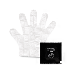 SNH Wrapped PE Gloves – White & Black | Disposable Food Handling Gloves