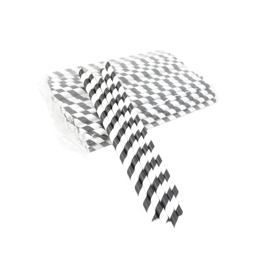 Paper Straw Black Stripe - 100 Pieces