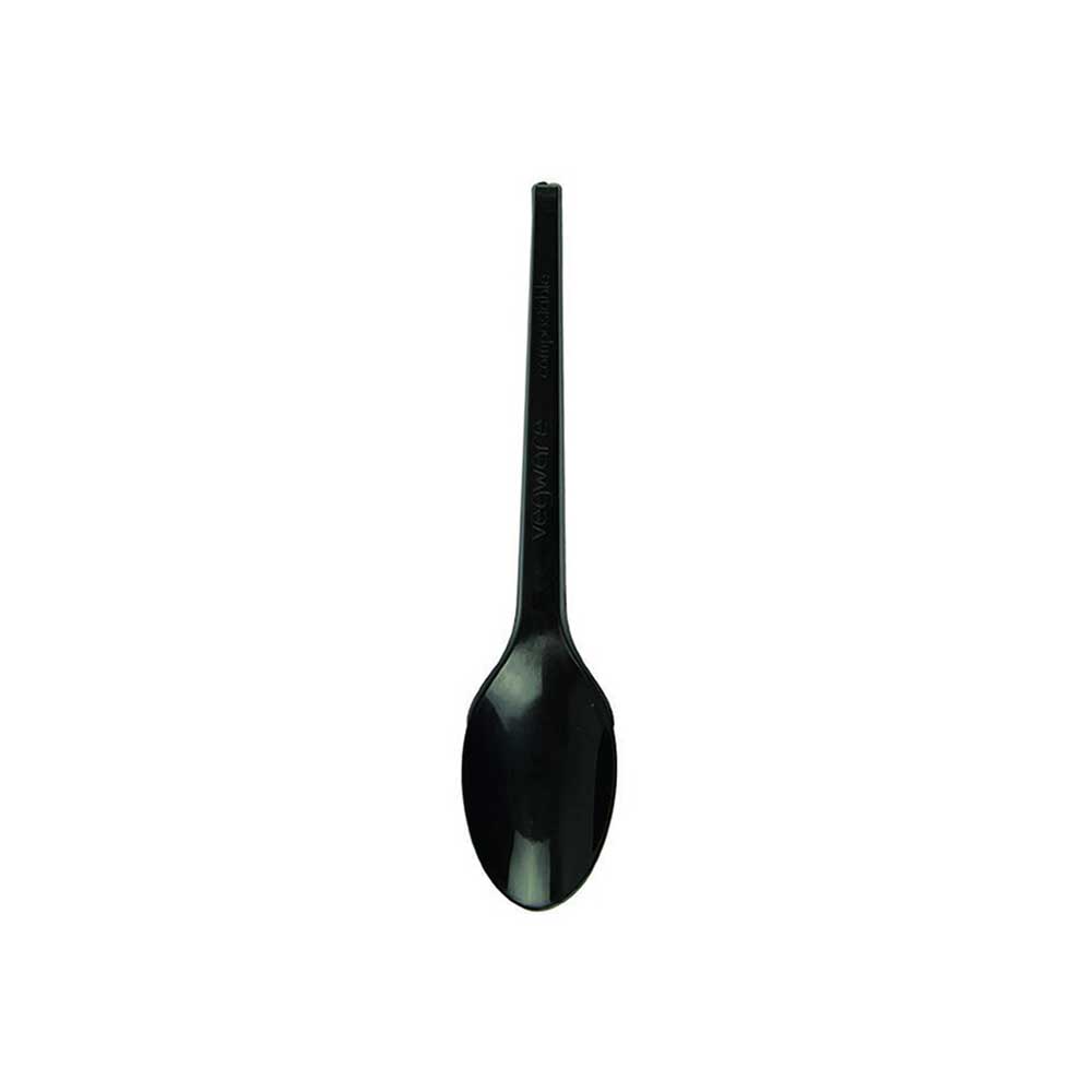 Bio-Degradable PLA Black Spoon 50 Pieces