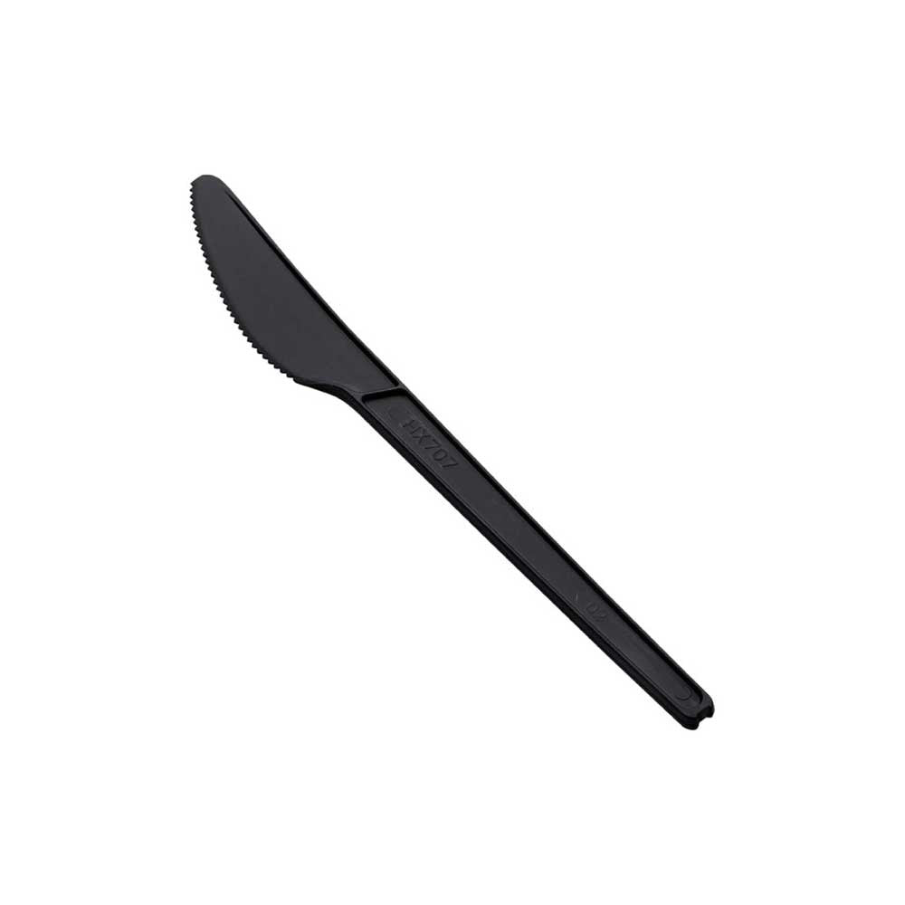 CPLA Individual Cutlery – Fork, Knife & Spoon (Black & White) – Biodegradable Disposable Tableware