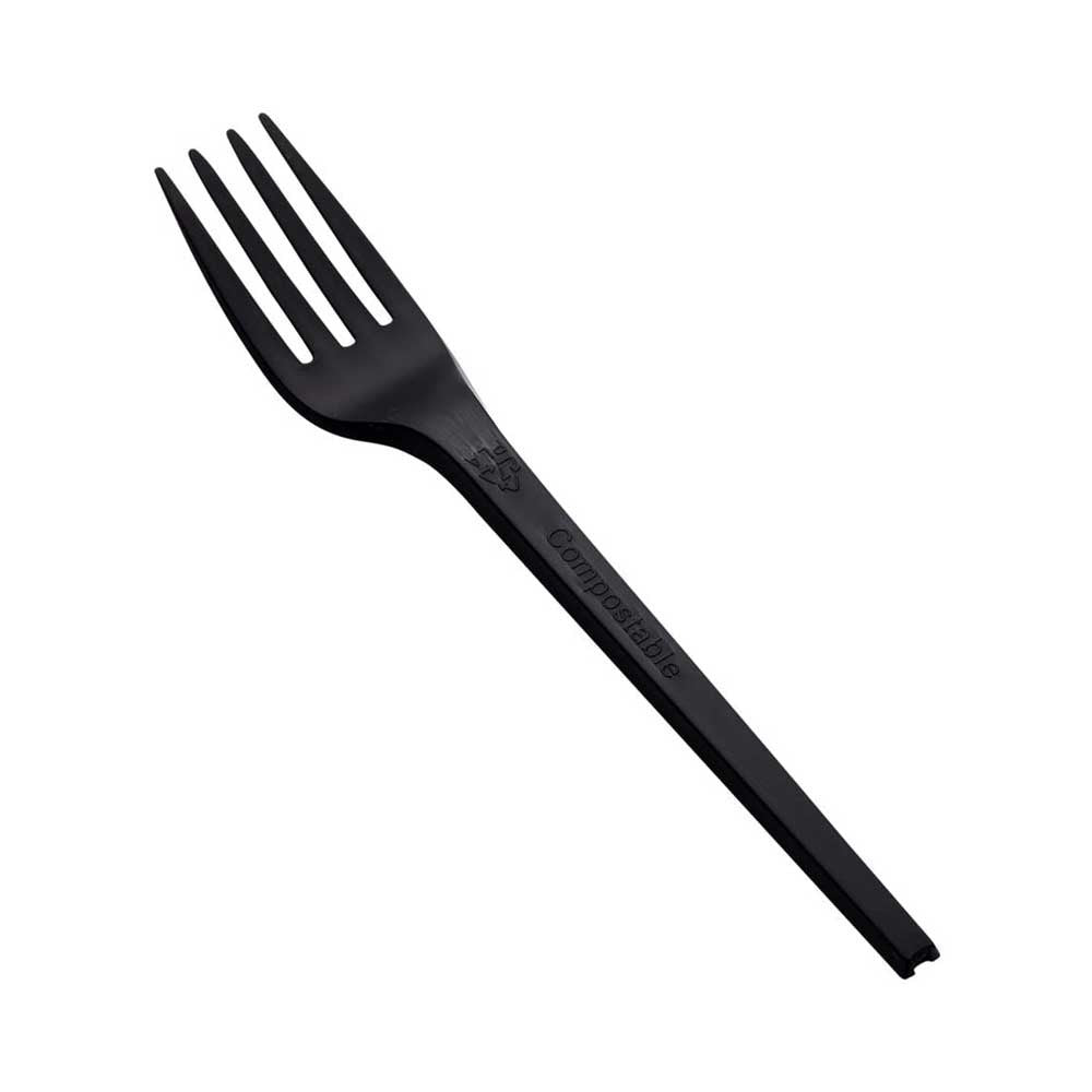 CPLA Individual Cutlery – Fork, Knife & Spoon (Black & White) – Biodegradable Disposable Tableware