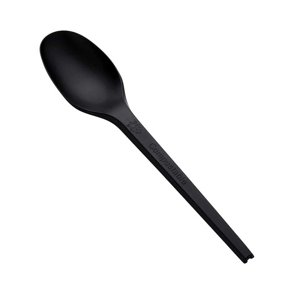 CPLA Individual Cutlery – Fork, Knife & Spoon (Black & White) – Biodegradable Disposable Tableware