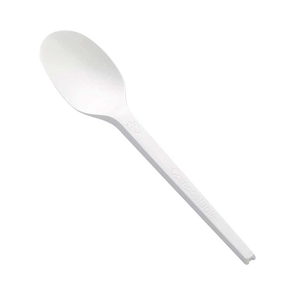 Bio-Degradable PLA White Spoon 50 Pieces