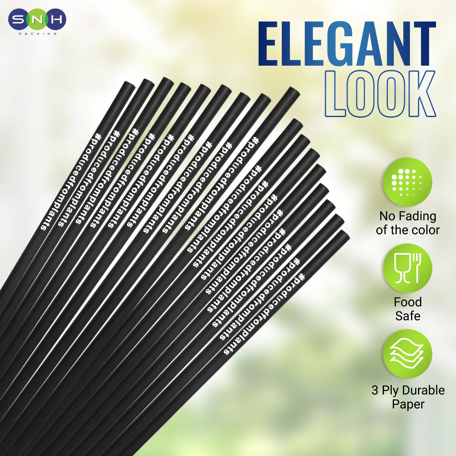 Eco Friendly Black Biodegradable Straw 6MM 100 Pieces