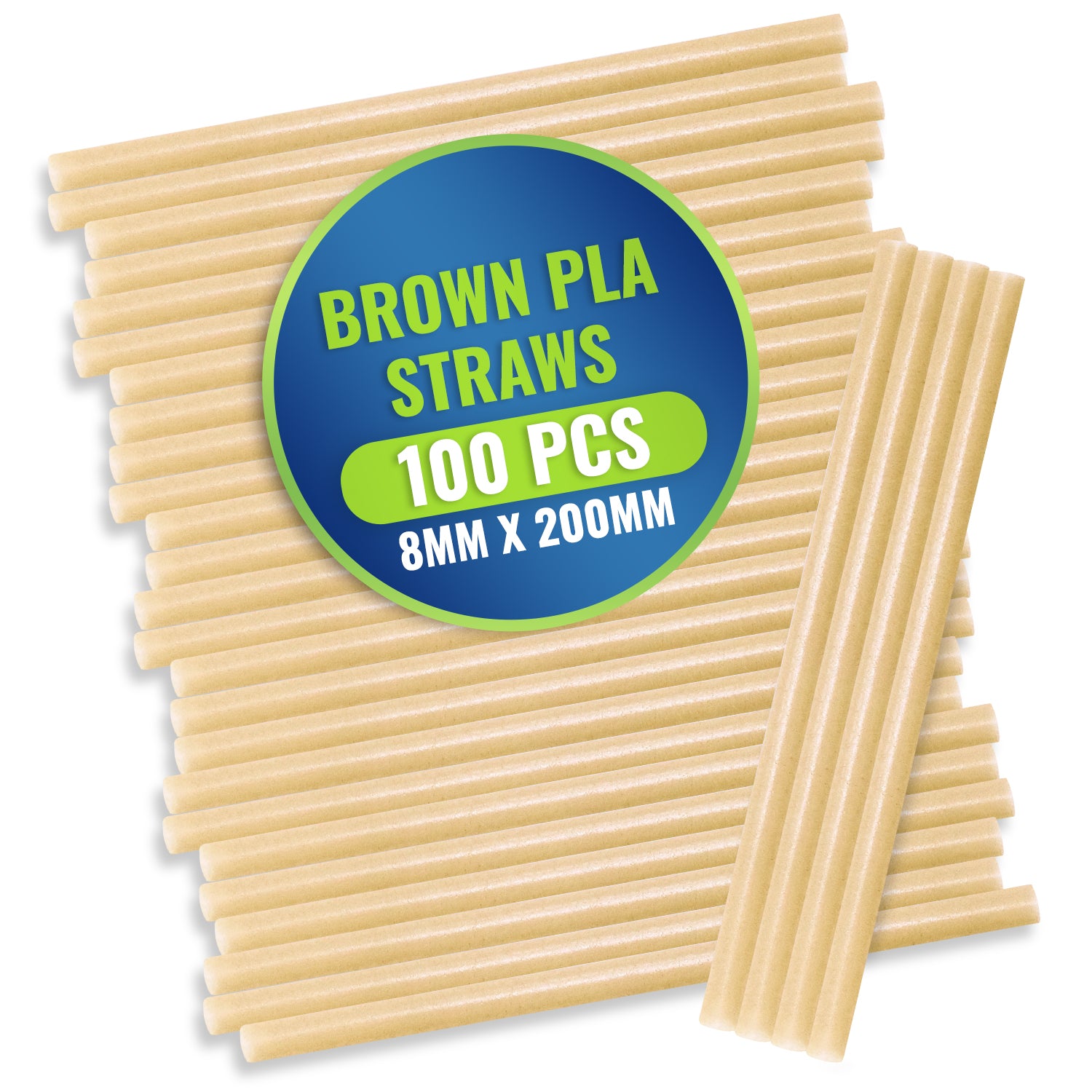 Eco-Friendly PLA Coffee Straws – Wrapped (6mm & 8mm, 145mm & 200mm) – Individually Packed | 100 pcs