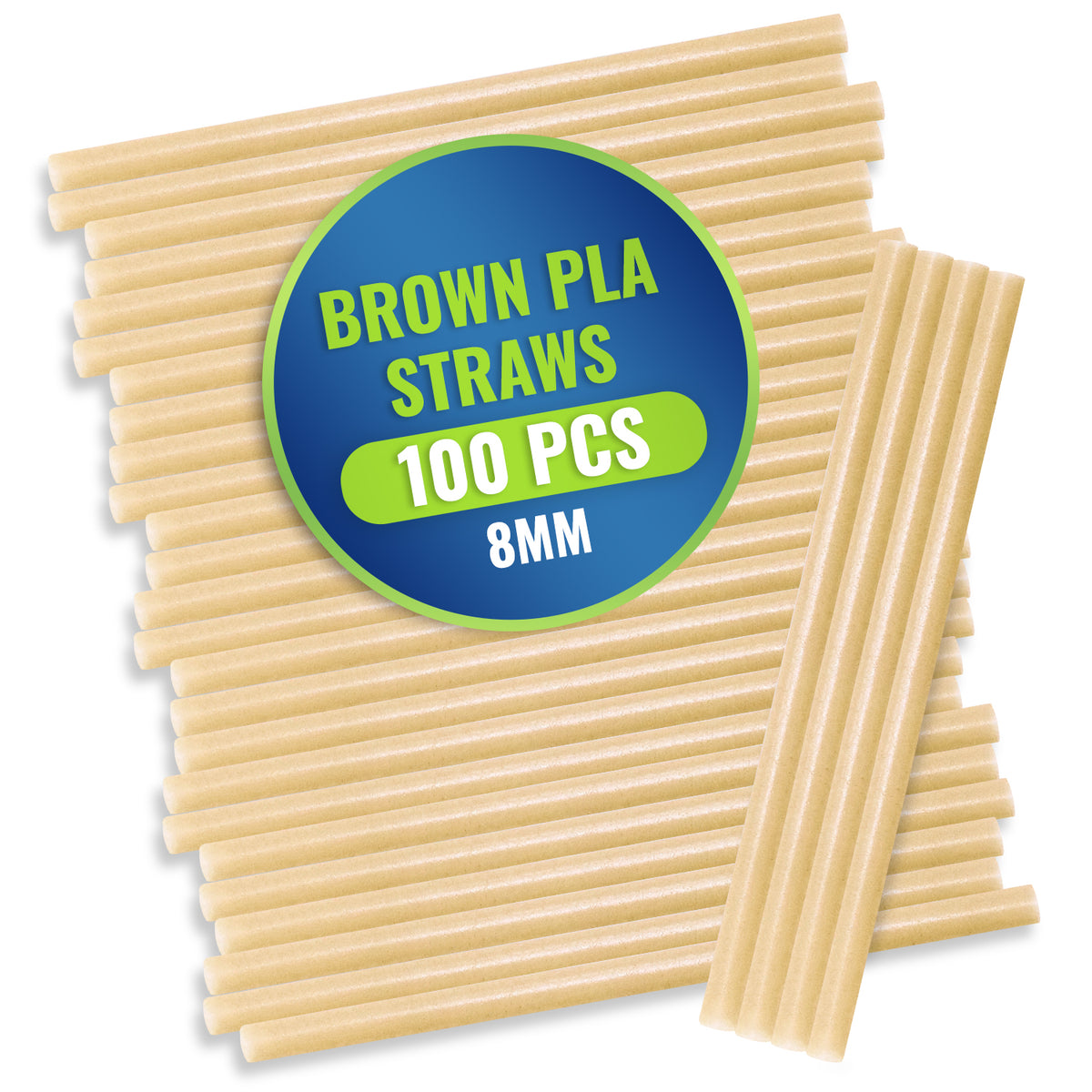 Eco Friendly PLA Brown Coffee Straw 8MM 100 Pieces