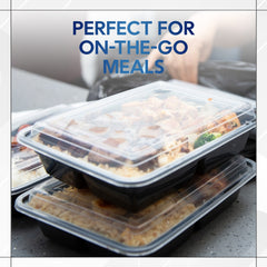 Rectangular Microwave Container 12oz Black Base With Lid