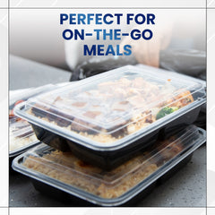 Rectangular Microwave Container 24oz Black Base With Lid