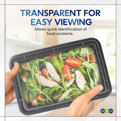 Rectangular Microwave Container 28oz Black Base With Lid
