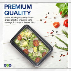 Rectangular Microwave Container 38oz Black Base With Lid