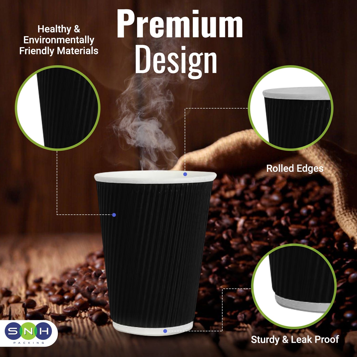 كوب قهوة ريبل 12 أونصة أسود 1 × 500 قطعة