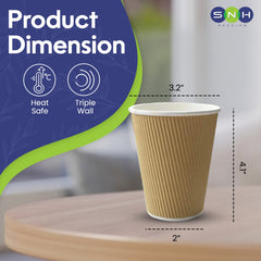 Kraft Ripple Coffee Cup Without Lid