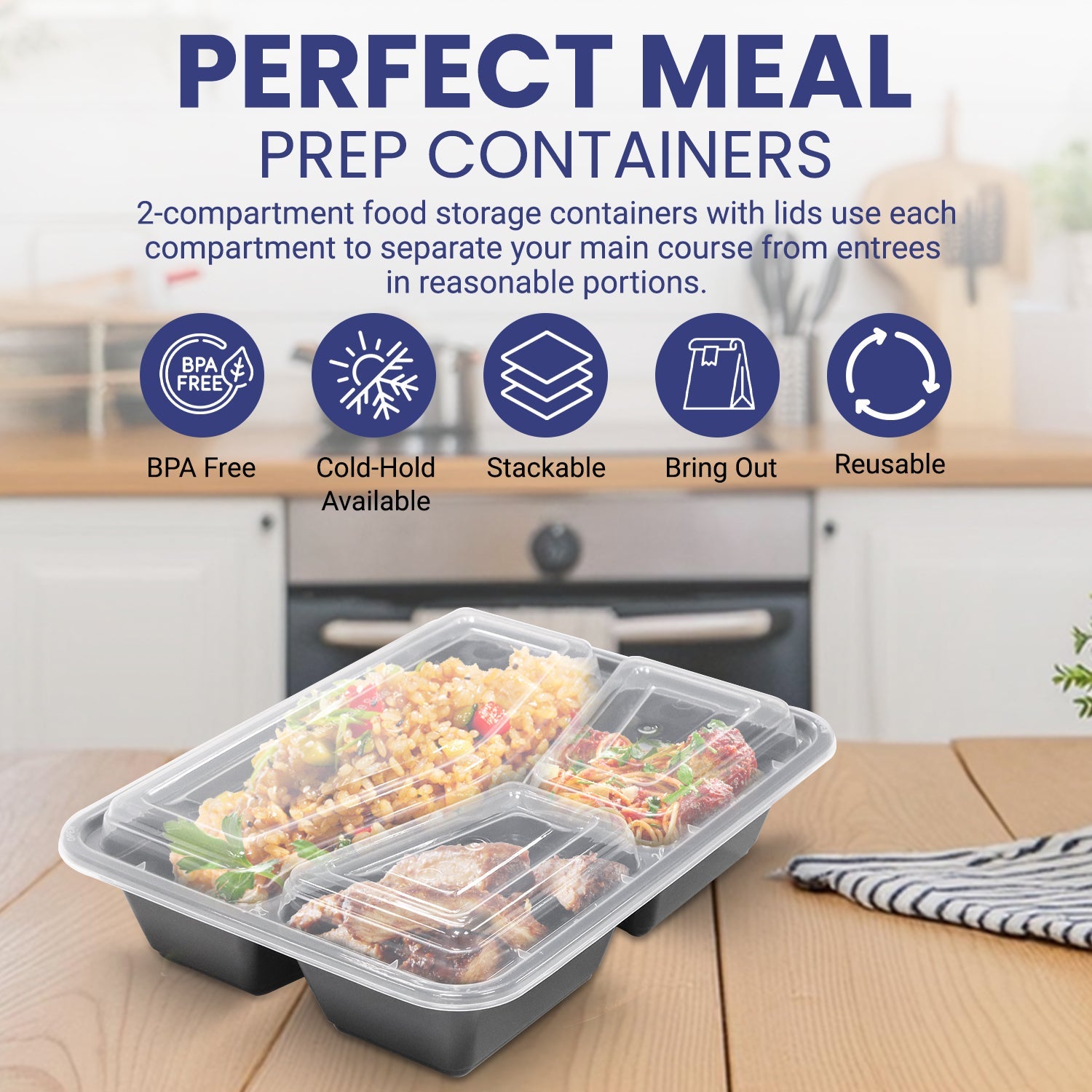 Microwave Container With Lid 3 Compartment 1X150 Pieces