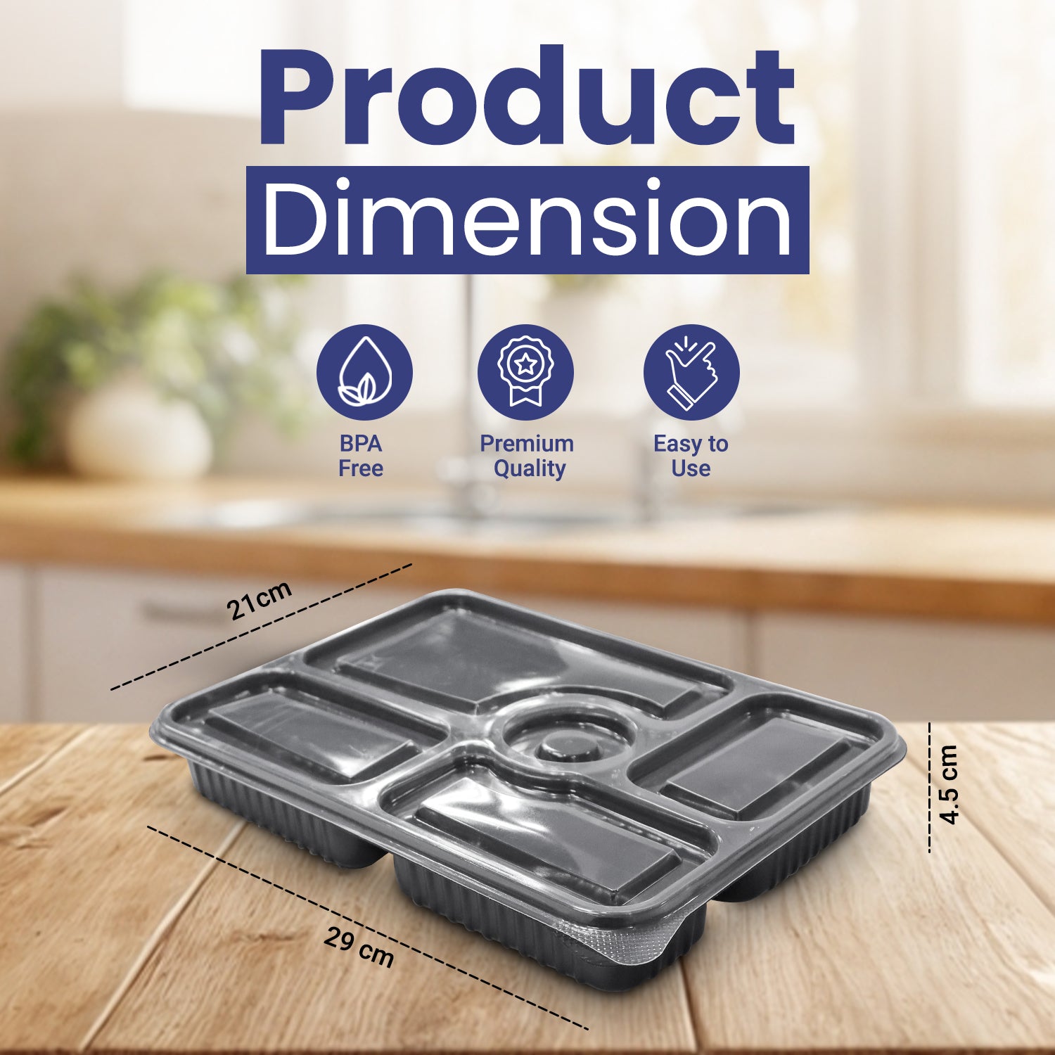 Microwave Container With Lid 5 Compartment 1X200 Pieces