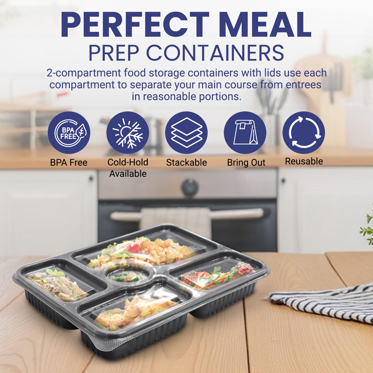 Microwave Container With Lid 5 Compartment 1X200 Pieces