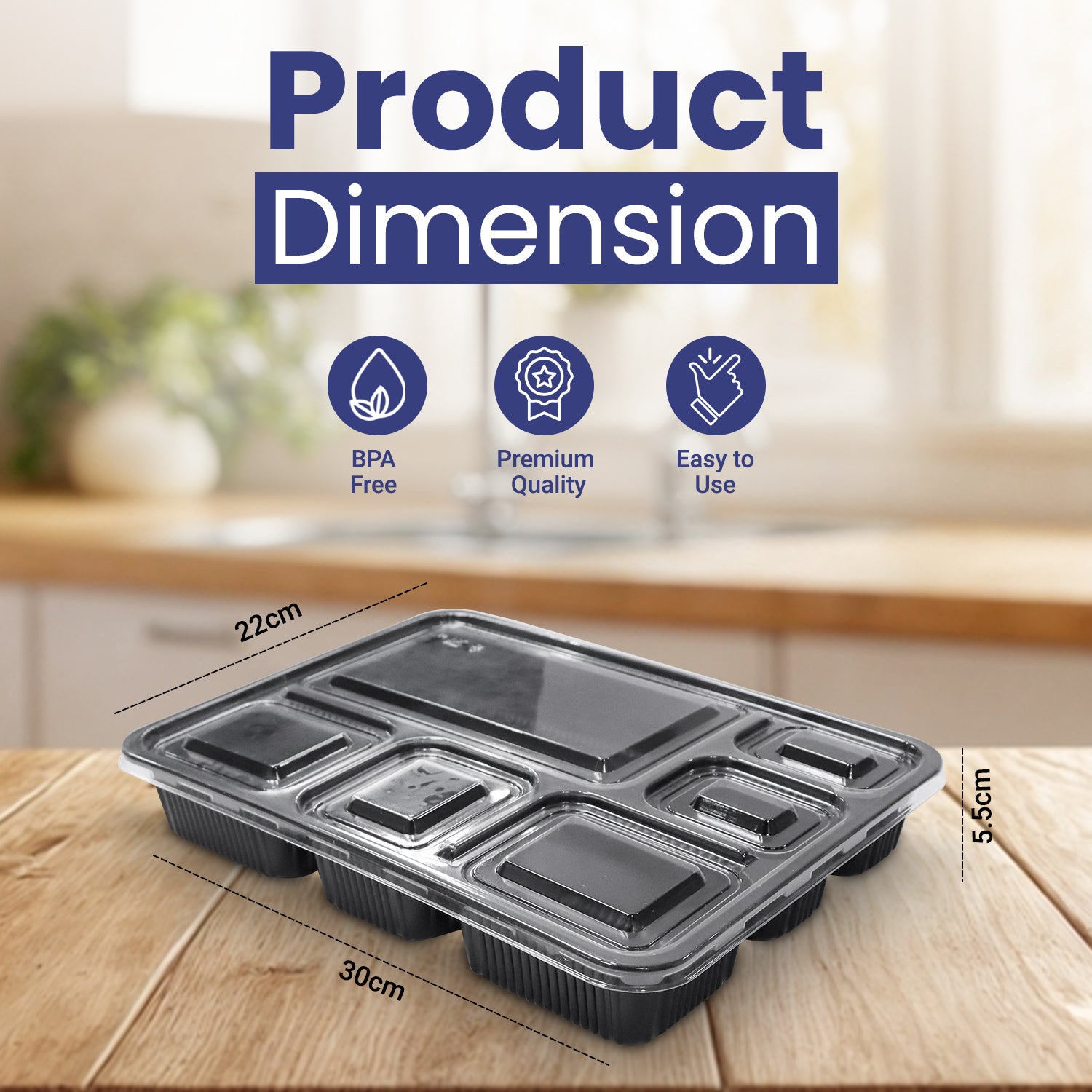 Microwave Container With Lid 6 Compartment 1X150 Pieces