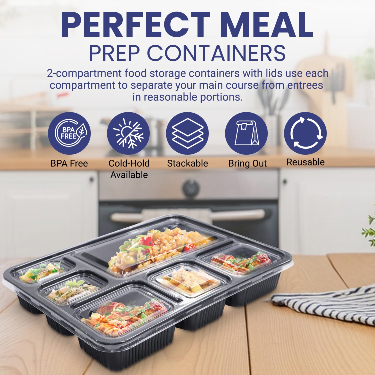 Microwave Container With Lid 6 Compartment 1X150 Pieces