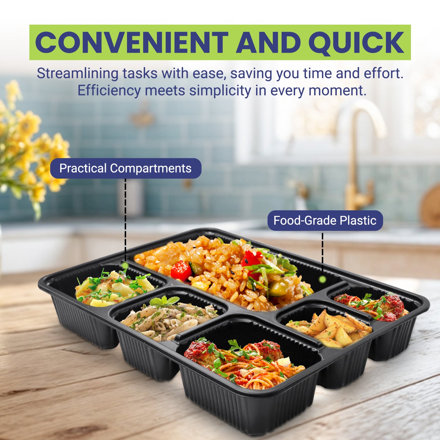 Microwave Container With Lid 6 Compartment 1X150 Pieces