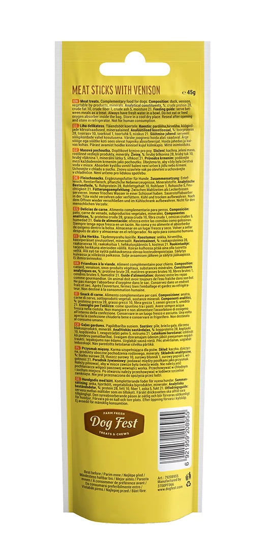 Dog Fest Meat Sticks With Vension For Adult Dogs - 45g