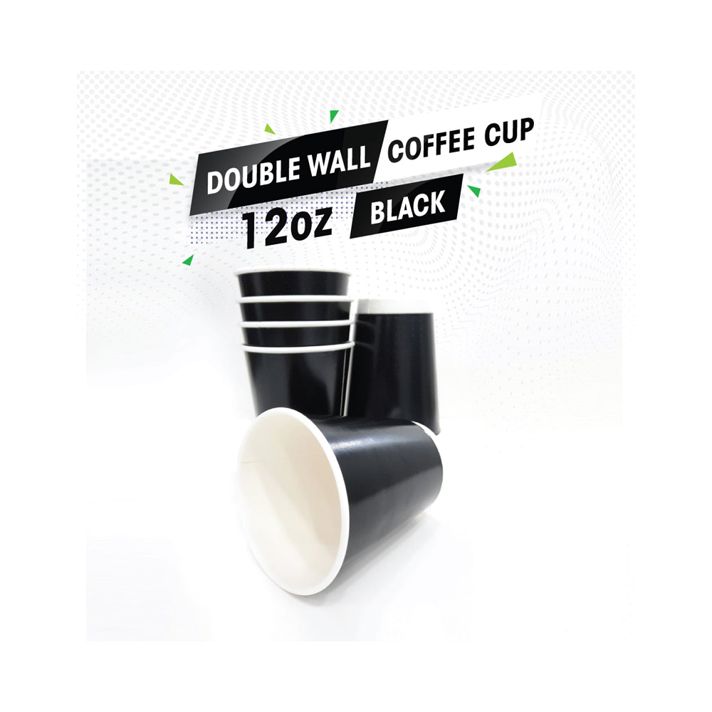 Double Wall Coffee Cup Black Without Lid 50 Pieces