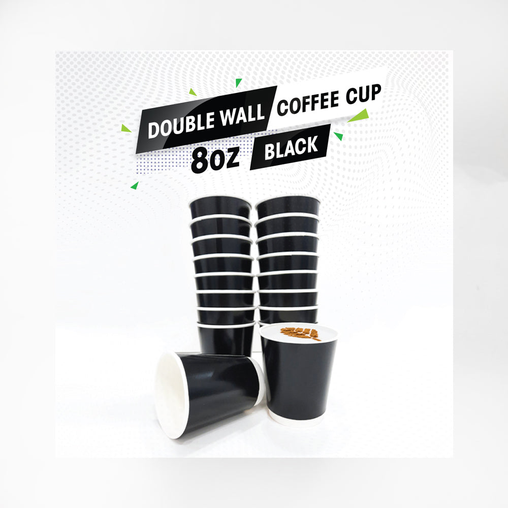 Double Wall Coffee Cup Black Without Lid 50 Pieces