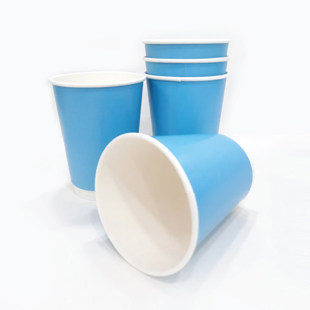 Sky Blue Double Wall Paper Cups – 4oz, 8oz & 12oz | Premium Insulated Disposable Cups