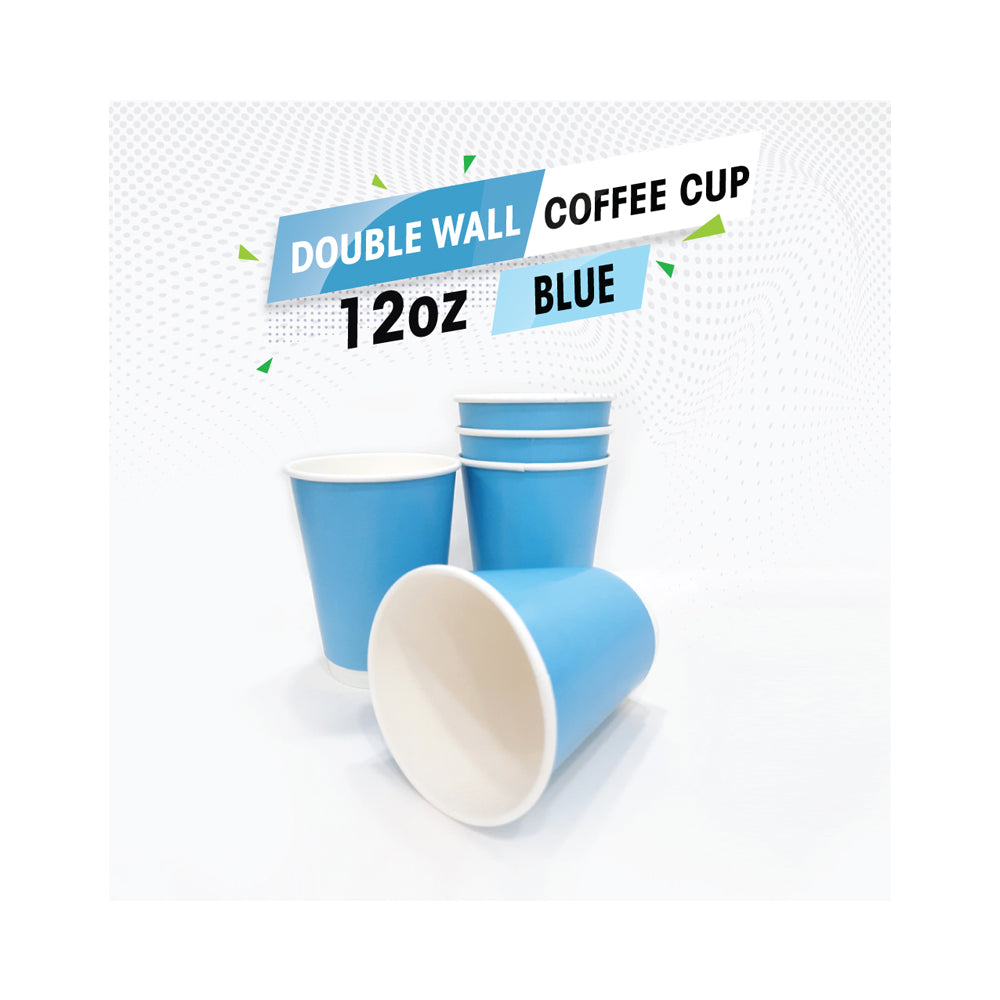 Double Wall Coffee Cup Blue Without Lid 25 Pieces