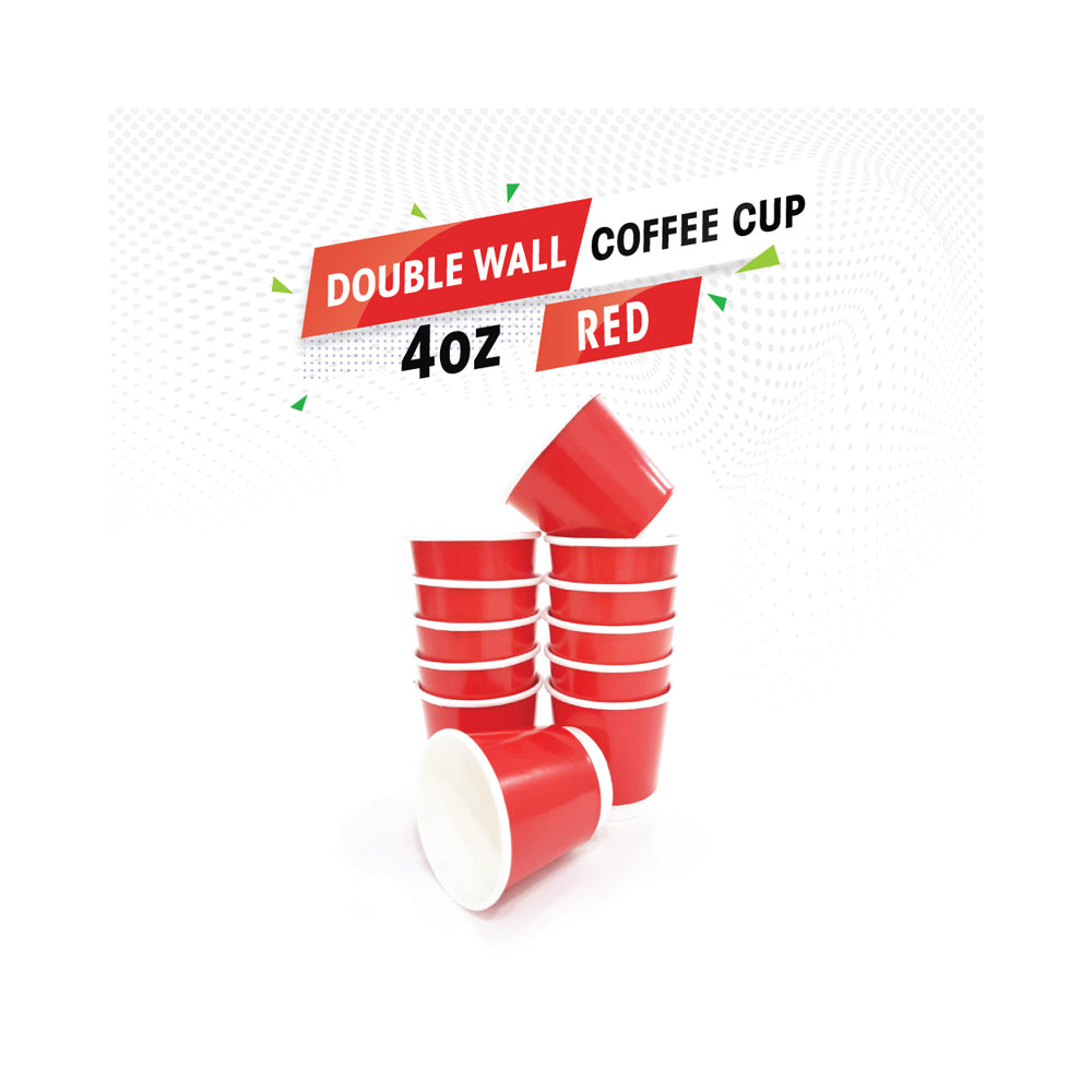 Double Wall Coffee Cup Red Without Lid 25 Pieces